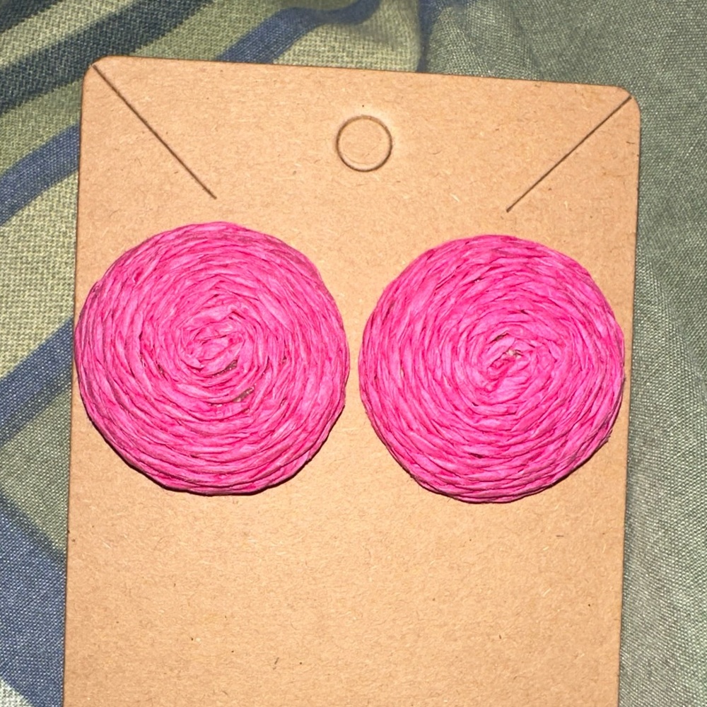 Round bohemian rattan earrings for women
